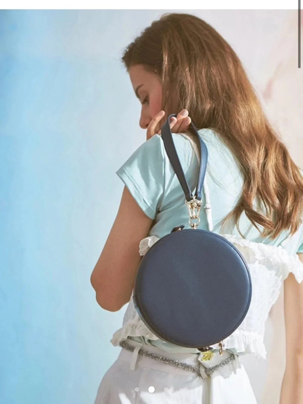 A.Cloud Round Bag Red Leather Crossbody Minimalist Geometric Quality - Picture 5 of 16